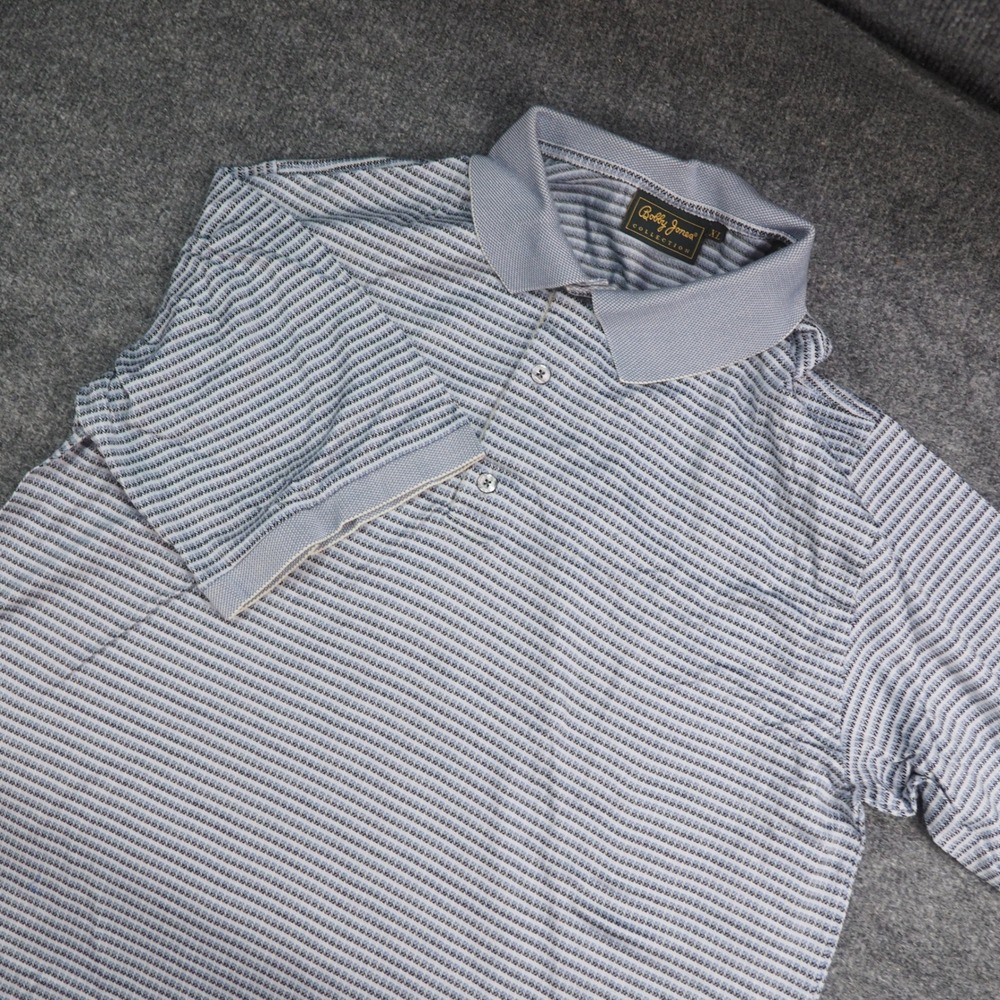 Bobby Jones Polo Shirt Mens XL Collection Blue Striped Italy Golf Classic Luxury